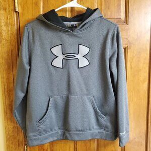 Under Armour Hoodie Youth Boys L Large Fitted Fleece Sweatshirt Cold Gear